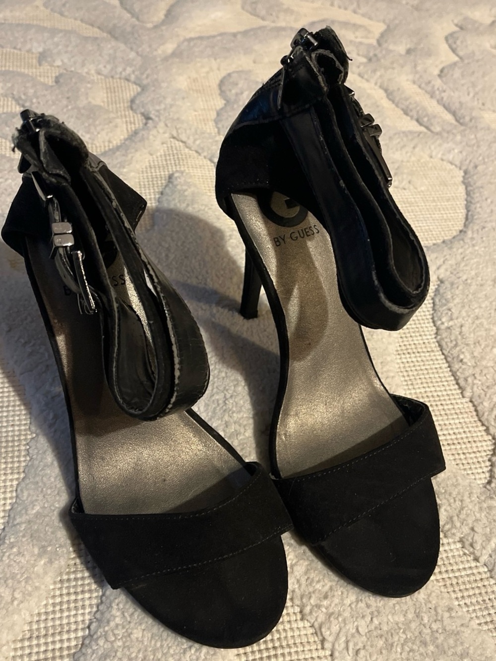 GUESS Black Ankle-Strap Stiletto Heels
